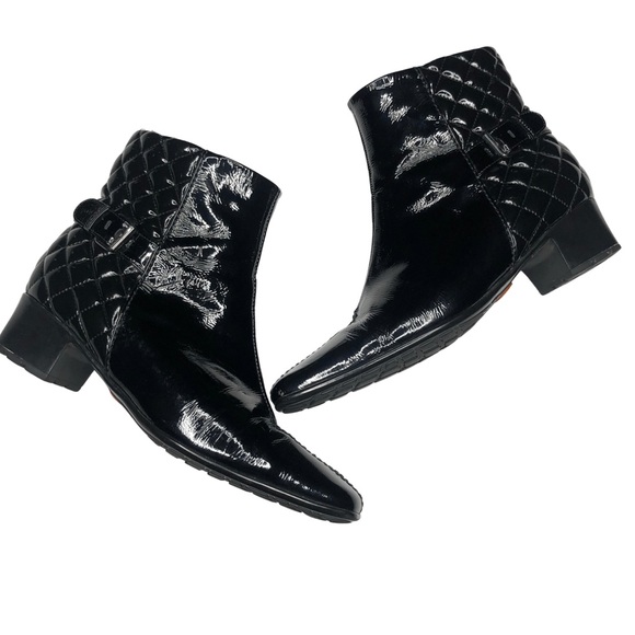 Sesto Meucci Shoes - Sesto Meucci Sally Black Patent Leather Waterproof Ankle Boot Size 9
